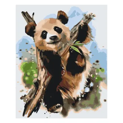 MALUJEŠ Malování podle čísel - PANDA NA VĚTVI Rozměr: 40x50 cm, Rámování: vypnuté plátno na rám