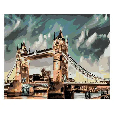 MALUJEŠ Malování podle čísel - BOUŘE NAD TOWER BRIDGE Rozměr: 80x100 cm, Rámování: vypnuté plátn