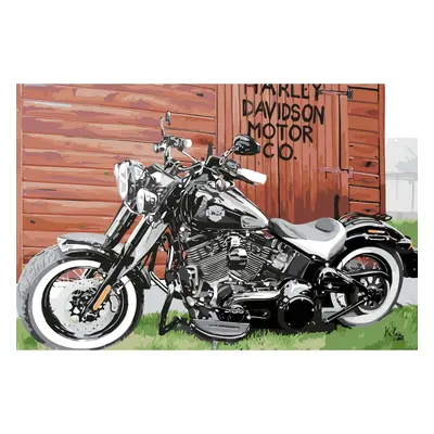 MALUJEŠ Malování podle čísel - KOLJA - HARLEY-DAVIDSON SOFTAIL SLIM Rozměr: 80x120 cm, Rámování: