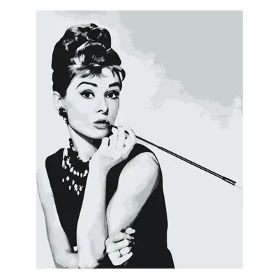 MALUJEŠ Malování podle čísel - AUDREY HEPBURN ČERNOBÍLÁ Rozměr: 80x100 cm, Rámování: bez rámu a 