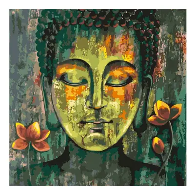 MALUJEŠ Malování podle čísel - GULISTAAN - BUDDHA V ZELENÉ Rozměr: 80x80 cm, Rámování: vypnuté p