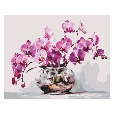 MALUJEŠ Malování podle čísel - FIALOVÁ ORCHIDEJ Rozměr: 80x100 cm, Rámování: vypnuté plátno na r