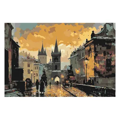 MALUJEŠ Malování podle čísel - STARODÁVNÁ PRAHA Rozměr: 40x60 cm, Rámování: bez rámu a bez vypnu