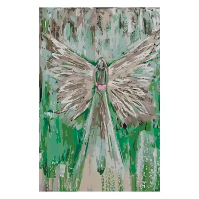 MALUJEŠ Malování podle čísel - ANDĚLÉ OD LENKY - LOVE ANGEL GREEN Rozměr: 80x120 cm, Rámování: v