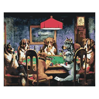 MALUJEŠ Malování podle čísel - PSÍ POKER Rozměr: 40x50 cm, Rámování: vypnuté plátno na rám