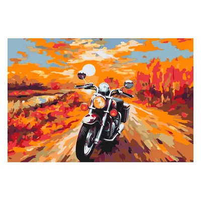 MALUJEŠ Malování podle čísel - PODZIMNÍ TOULKY NA MOTORCE Rozměr: 80x120 cm, Rámování: bez rámu 