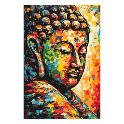 MALUJEŠ Malování podle čísel - BUDDHA V BARVÁCH Rozměr: 60x80 cm, Rámování: vypnuté plátno na rá