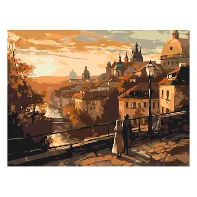 MALUJEŠ Malování podle čísel - STARODÁVNÁ PRAHA II Rozměr: 30x40 cm, Rámování: vypnuté plátno na