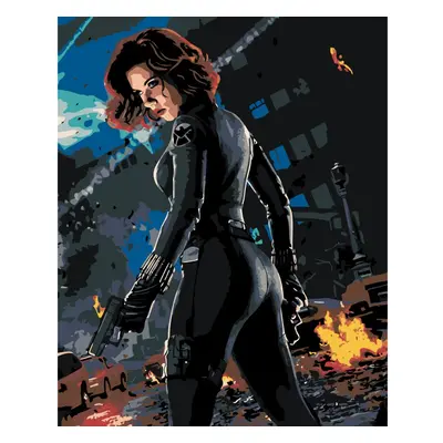 MALUJEŠ Malování podle čísel - AVENGERS - BLACK WIDOW Rozměr: 60x80 cm, Rámování: bez rámu a bez