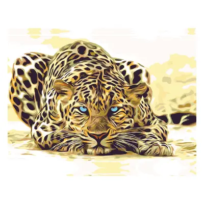 MALUJEŠ Malování podle čísel - ČÍHAJÍCÍ LEOPARD Rozměr: 80x100 cm, Rámování: vypnuté plátno na r