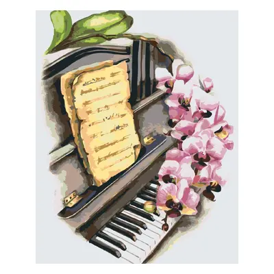 MALUJEŠ Malování podle čísel - ANNA´S ART - PIANO S ORCHIDEJÍ Rozměr: 40x50 cm, Rámování: vypnut