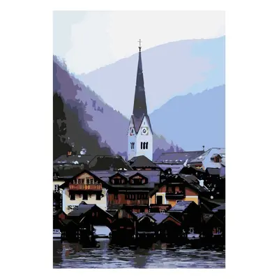 MALUJEŠ Malování podle čísel - POHLED NA HALLSTATT Rozměr: 80x120 cm, Rámování: vypnuté plátno n