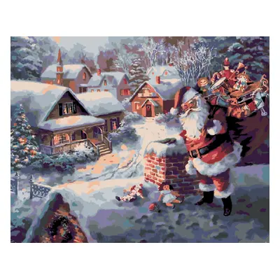 MALUJEŠ Malování podle čísel - SANTA CLAUS S DÁRKY Rozměr: 80x100 cm, Rámování: vypnuté plátno n