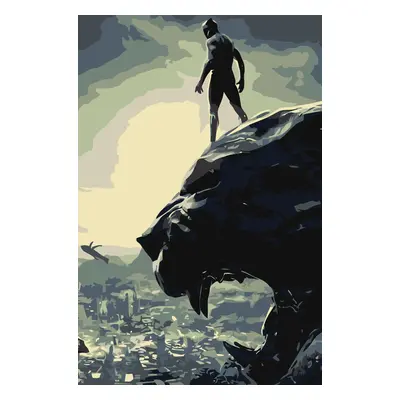 MALUJEŠ Malování podle čísel - BLACK PANTHER II Rozměr: 40x60 cm, Rámování: vypnuté plátno na rá