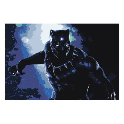 MALUJEŠ Malování podle čísel - BLACK PANTHER Rozměr: 60x80 cm, Rámování: bez rámu a bez vypnutí 