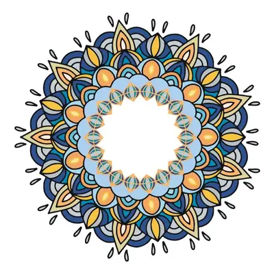 MALUJEŠ Malování podle čísel - MANDALA MODRO-ŽLUTÁ Rozměr: 80x80 cm, Rámování: bez rámu a bez vy