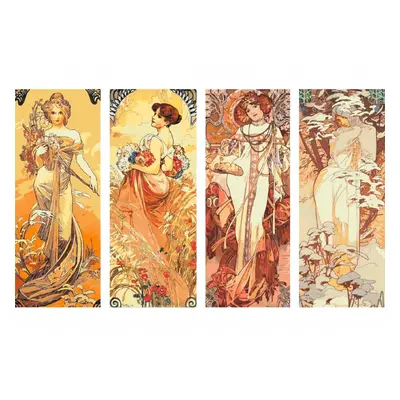 MALUJEŠ Malování podle čísel - A. MUCHA - SET ROČNÍ OBDOBÍ Rozměr: 40x100 cm, Rámování: vypnuté 