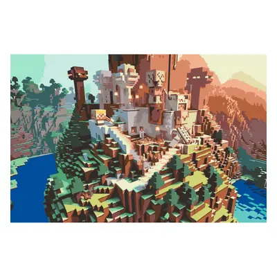 MALUJEŠ Malování podle čísel - MINECRAFT STAVENÍ Rozměr: 80x120 cm, Rámování: bez rámu a bez vyp