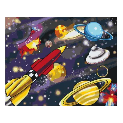 MALUJEŠ Malování podle čísel - VESMÍRNÁ GALAXIE Rozměr: 80x100 cm, Rámování: vypnuté plátno na r