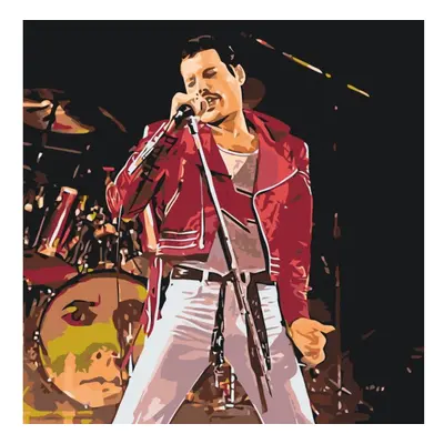 MALUJEŠ Malování podle čísel - FREDDIE NA PÓDIU Rozměr: 50x50 cm, Rámování: vypnuté plátno na rá