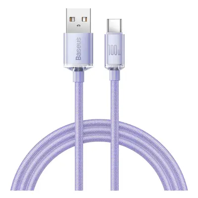 Baseus Crystal Shine odolný opletený kabel USB / USB-C 100W 2m purple