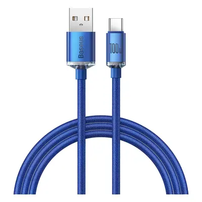 Baseus Crystal Shine odolný opletený kabel USB / USB-C 100W 1,2m blue