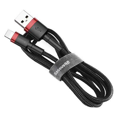 Baseus Cafule extra odolný nylonem opletený kabel USB / Lightning QC3.0 1,5A 2m black-red