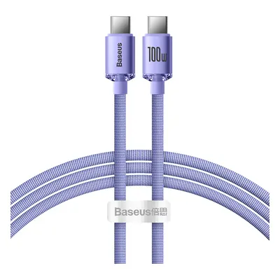 Baseus Crystal Shine odolný opletený kabel USB-C / USB-C 100W 1,2m purple