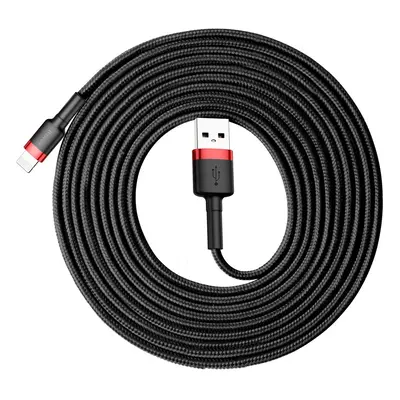 Baseus Cafule extra odolný nylonem opletený kabel USB / Lightning QC3.0 2A 3m black-red