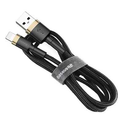 Baseus Cafule extra odolný nylonem opletený kabel USB / Lightning QC3.0 1,5A 2m black-gold