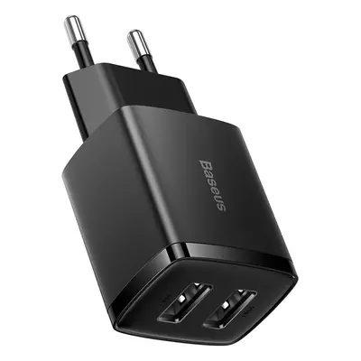 Basues Compact rychlonabíječka 2x USB 10,5W EU zástrčka Black