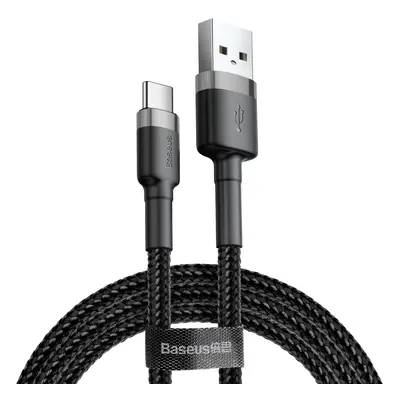 Baseus Cafule extra odolný nylonem opletený kabel USB / USB-C QC3.0 3A 0,5m black-grey