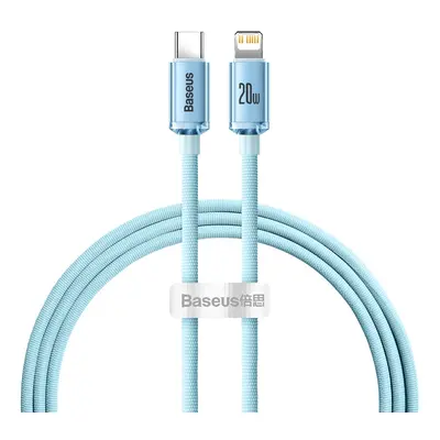 Baseus Crystal Shine odolný opletený kabel USB-C / Lightning PD 20W 1,2m blue