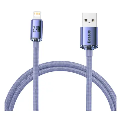 Baseus Crystal Shine odolný opletený kabel USB / Lightning 2.4A 2m purple