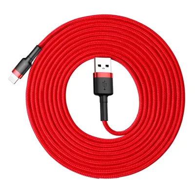 Baseus Cafule extra odolný nylonem opletený kabel USB / Lightning QC3.0 2A 3m red