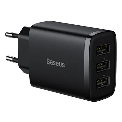 Basues Compact rychlonabíječka 3x USB 17W EU zástrčka Black