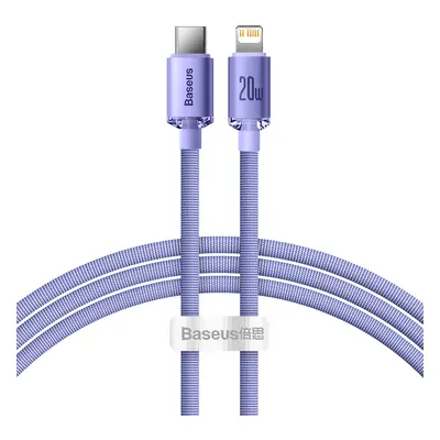 Baseus Crystal Shine odolný opletený kabel USB-C / Lightning 20W 1,2m purple