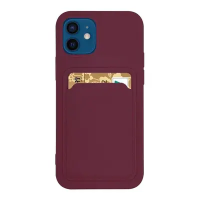 Silikonové pouzdro s kapsou na iPhone 13 Mini 5.4" burgundy