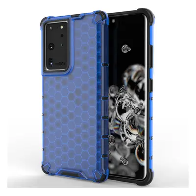 Honeycomb pancéřové pouzdro se silikonovým rámem pro Samsung Galaxy S22 ULTRA 5G Blue