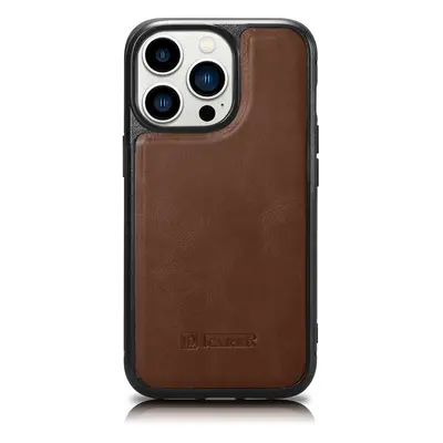 iCarer kožené pouzdro na iPhone 14 PRO MAX 6.7" Oil wax real leather back cover Brown