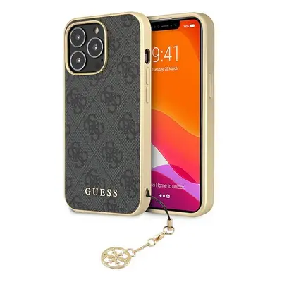 Guess GUHCP13LGF4GGR hard silikonové pouzdro iPhone 13 / 13 Pro 6.1" gray 4G Charms Collection