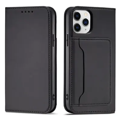 Magnet Card Case elegantní knížkové pouzdro s venkovní kapsou na iPhone 14 6.1" Black