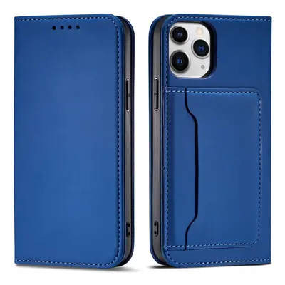 Magnet Card Case elegantní knížkové pouzdro s venkovní kapsou na iPhone 13 6.1" Blue