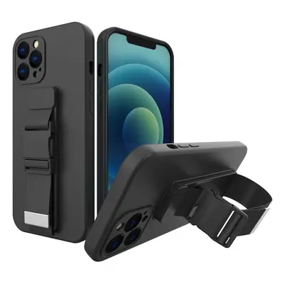 Silikonové pouzdro Sporty s popruhem na Xiaomi Redmi NOTE 9 Pro / Redmi NOTE 9S black