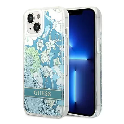 Guess GUHCP14MLFLSN hard silikonové pouzdro iPhone 14 PLUS 6.7" green Flower Liquid Glitter