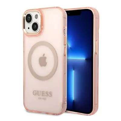 Guess GUHMP14MHTCMP hard silikonové pouzdro iPhone 14 PLUS 6.7" pink Gold Outline Translucent Ma