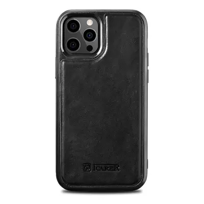 iCarer kožené pouzdro na iPhone 12 MAX 6.7" Oil wax real leather back cover Black