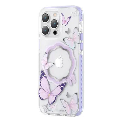 Kingxbar Butterfly Series MagSafe silikonové pouzdro na iPhone 14 PLUS 6.7" Purple butterflies