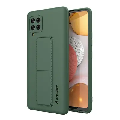 Wozinsky Flexibilní silikonové pouzdro se stojánkem na Samsung Galaxy A42 5G dark green