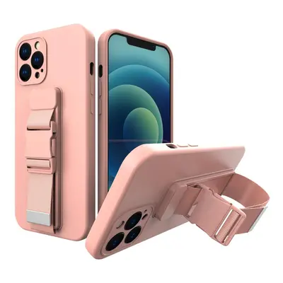 Silikonové pouzdro Sporty s popruhem na iPhone SE 2022/SE 2020/8/7 pink